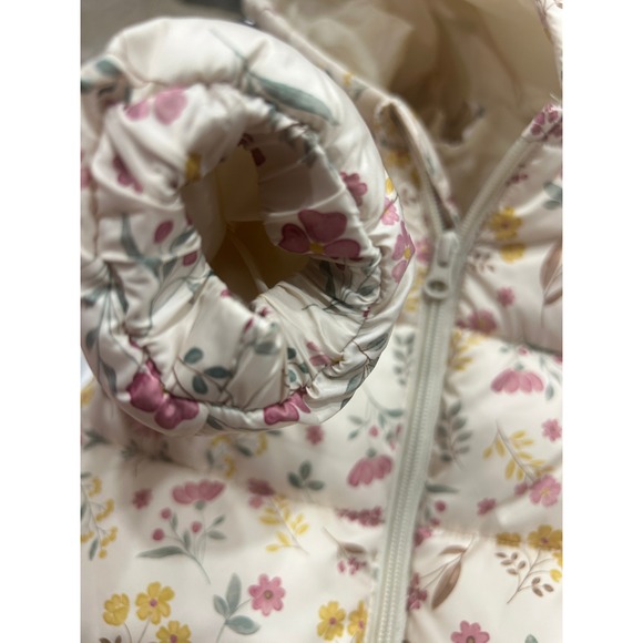 Purebaby Quilted Floral Grow Suit Snowsuit 12–18 Months Hooded Cozy Cottagecore - Picture 7 of 7